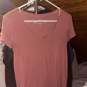 Aeropostale Mauve V-Neck Short Sleeve Tee